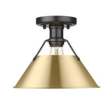 Golden 3306-FM BLK-BCB - Yep by Golden Lighting Orwell 1-light Flush Mount in Matte Black and Brushed Champagne Brass shade